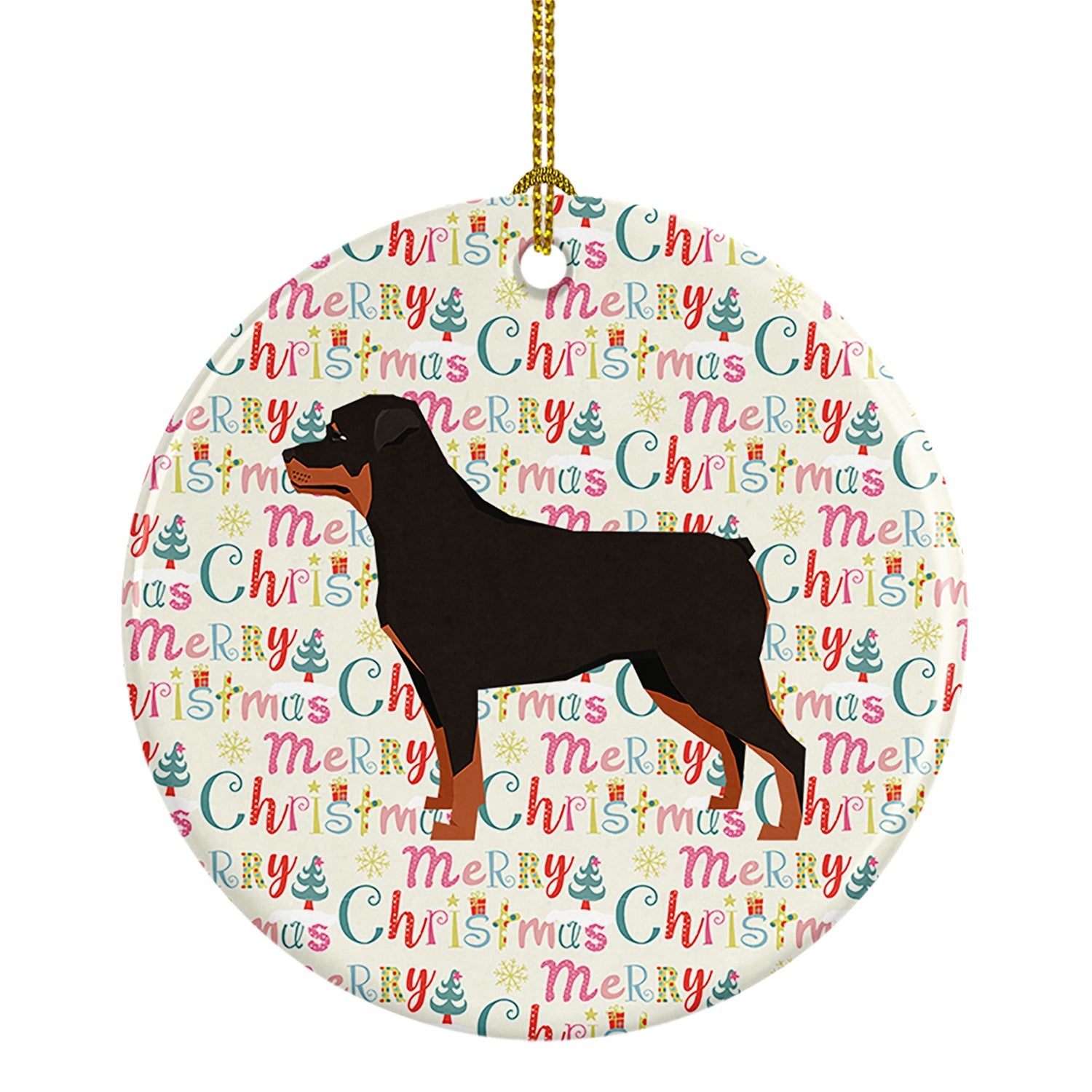 Rottweiler Merry Christmas Ceramic Ornament