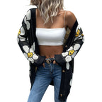 Ladies' Long Sleeve Floral Sweater Cardigan