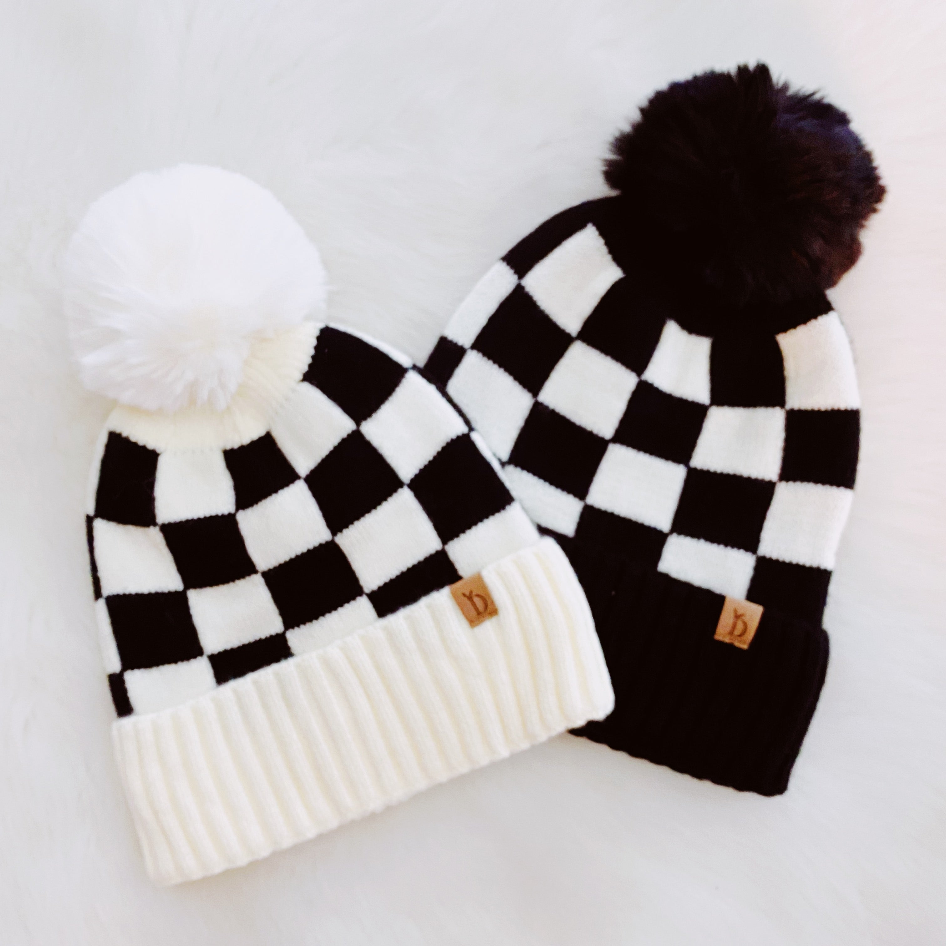 Fashion Week Checkered Pom Beanie | Embroidered Cap