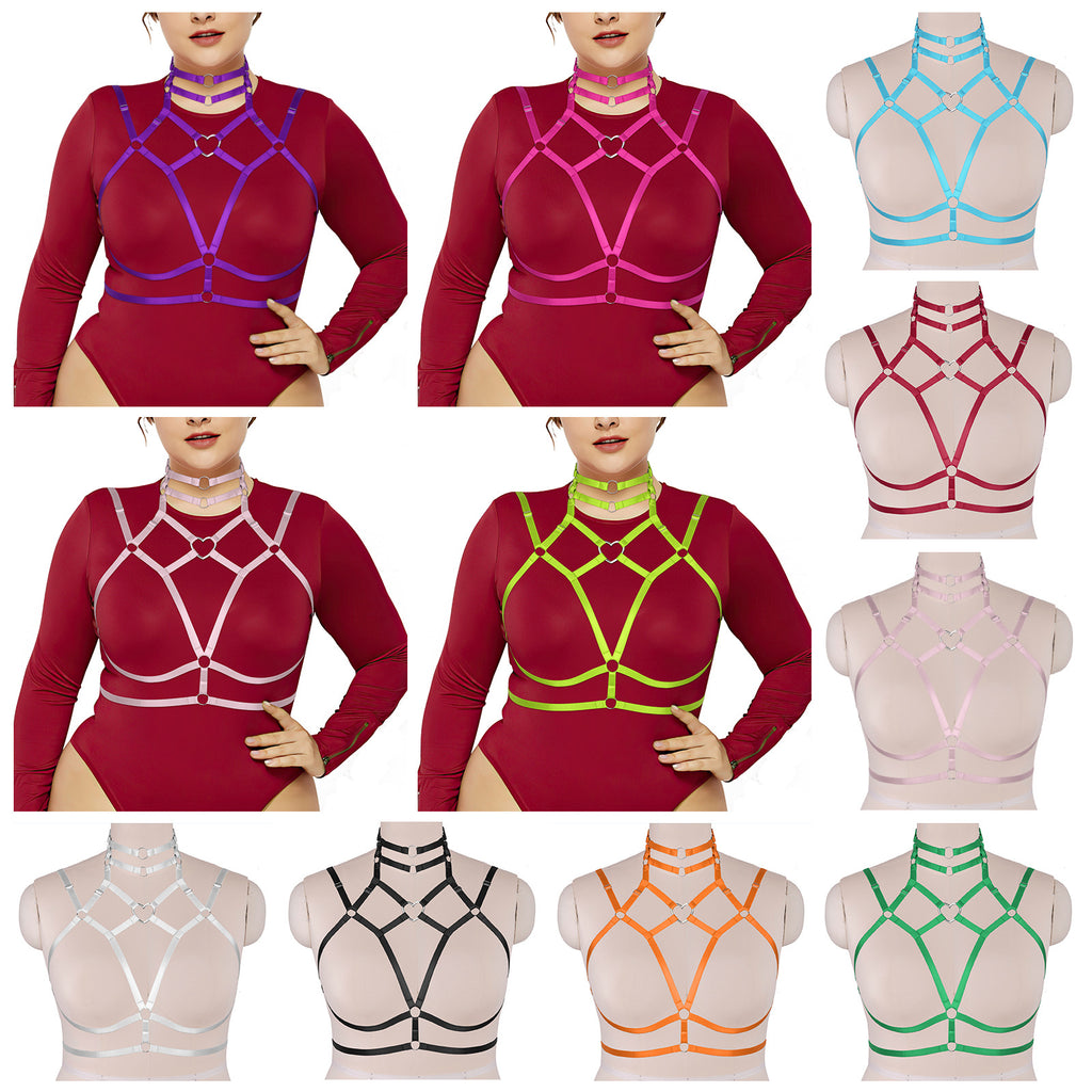 Strappy Heart-Ring Cage Harness Bralette