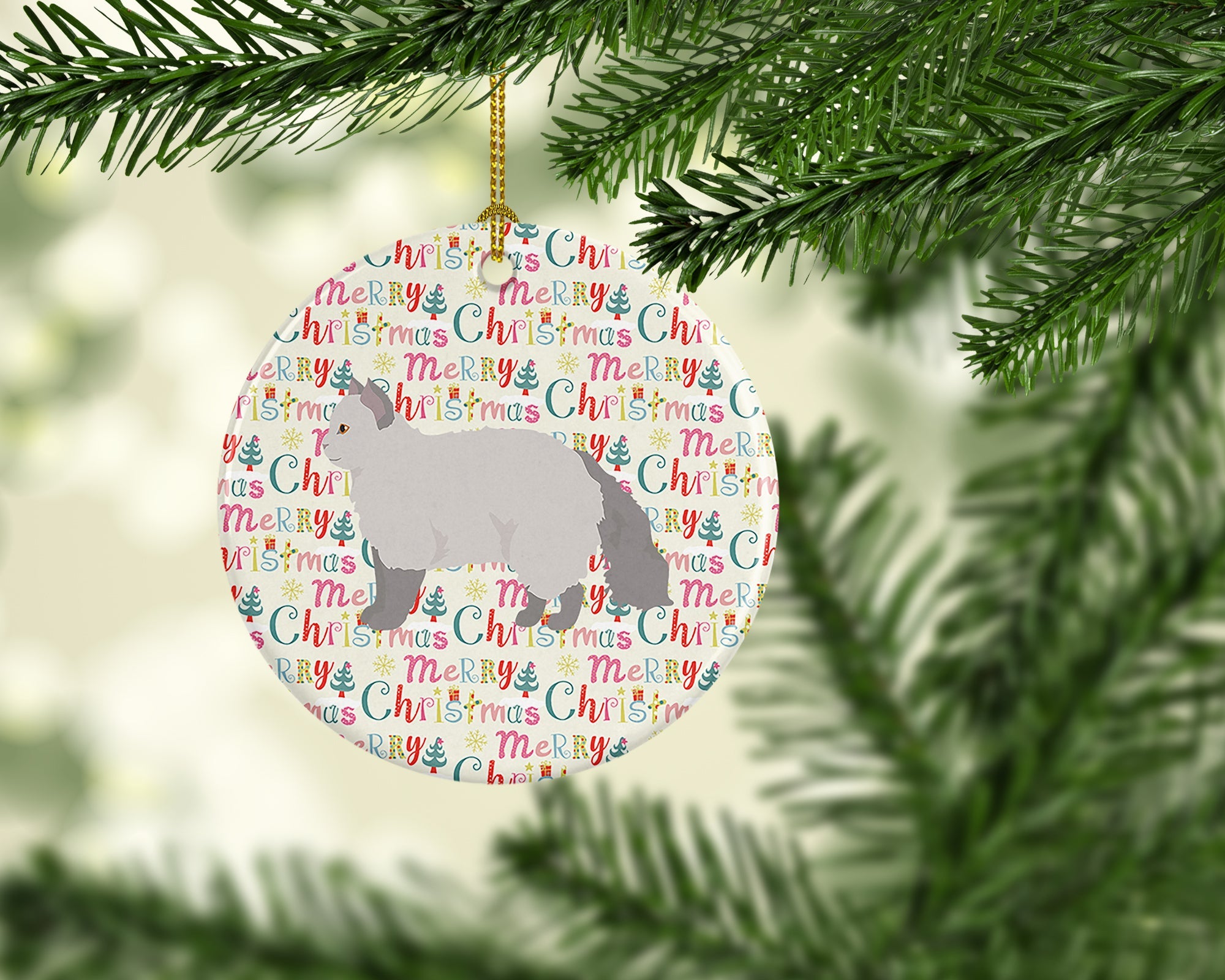 Selkirk Rex #2 Cat Christmas Ceramic Ornament
