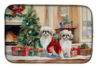 Pekingese Cozy Christmas Dish Drying Mat