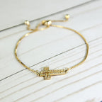 Gold Cross Adjustable Bolo Bracelet