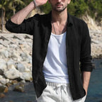 2023 Men's Casual Long Sleeve Cotton Cardigan Shirt