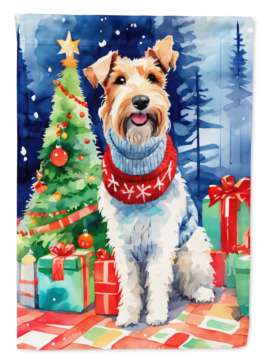 Wire Fox Terrier Christmas Garden Flag