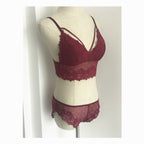 Lace Trim Bralette and Leggings Women's Lingerie Set