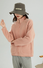Lambswool Stand Collar Short Cardigan Coat