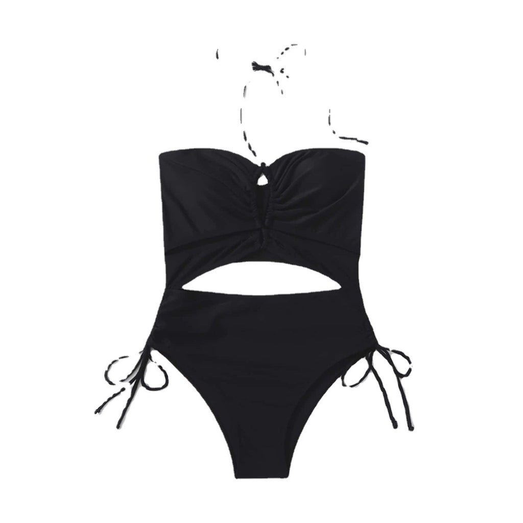 2023 Women's Solid Color One-Piece Swimwear with Straps