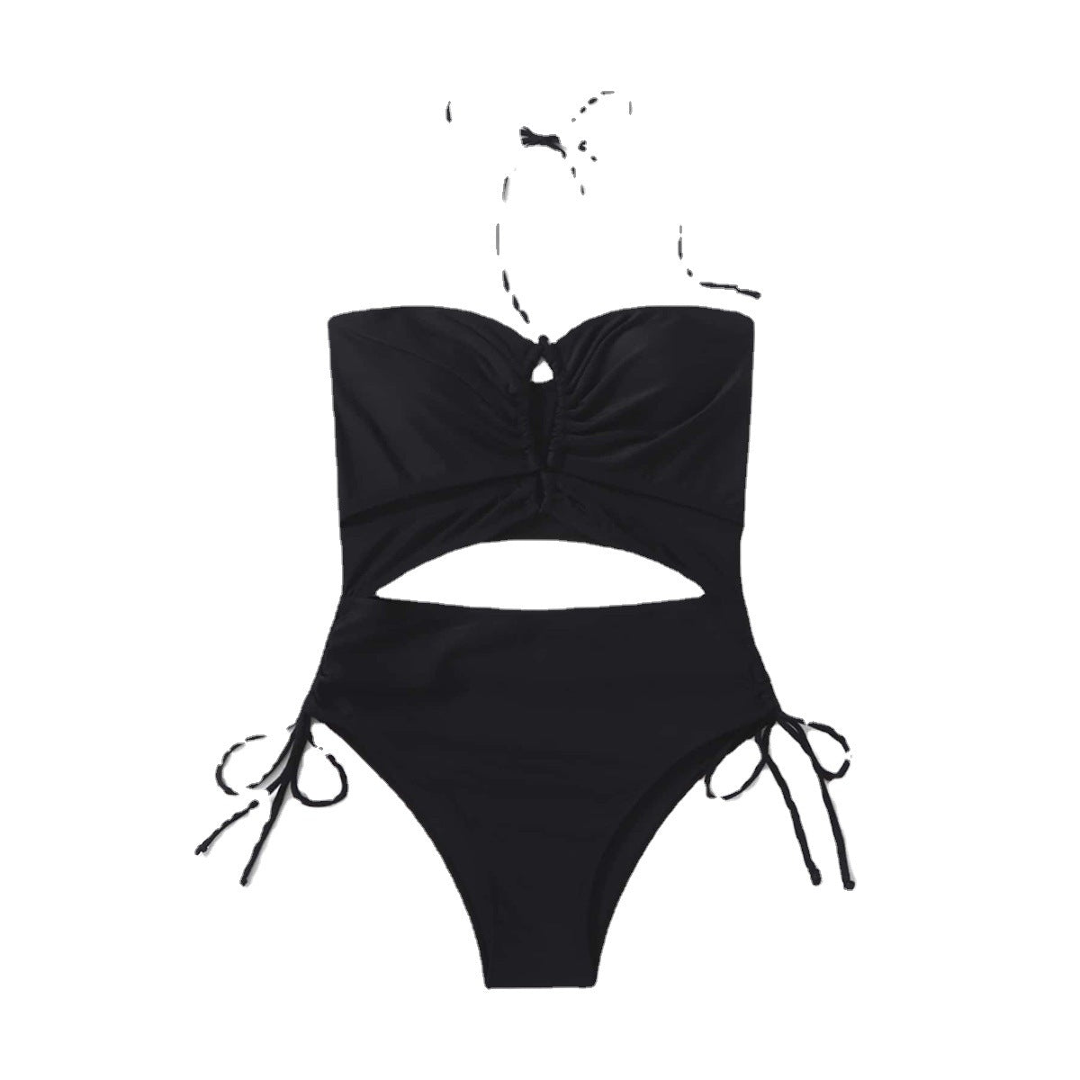 2023 Women's Solid Color One-Piece Swimwear with Straps