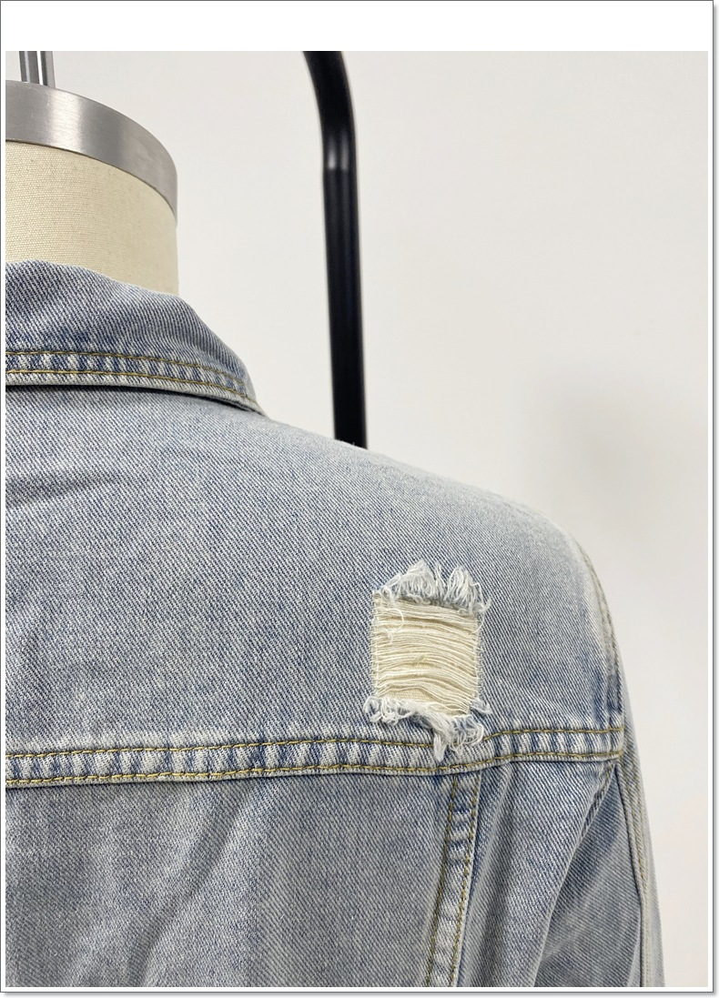 Women's Cropped Ripped Denim Jacket