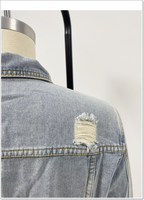 Women's Cropped Ripped Denim Jacket