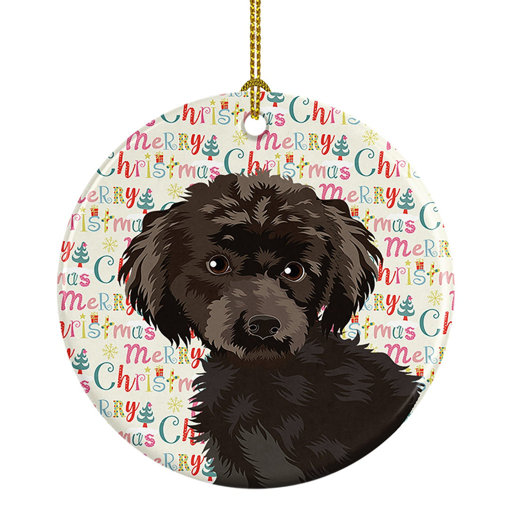 Poodle Toy Brown Christmas Ceramic Ornament