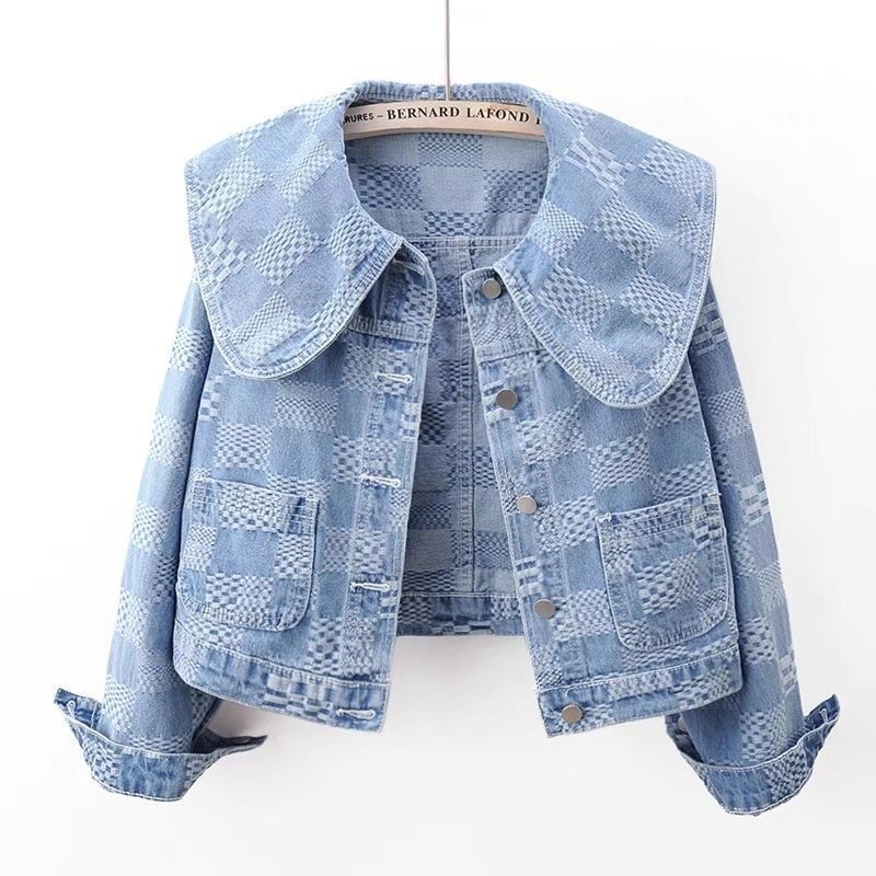 Denim Jacket with Large Collar (One Piece)