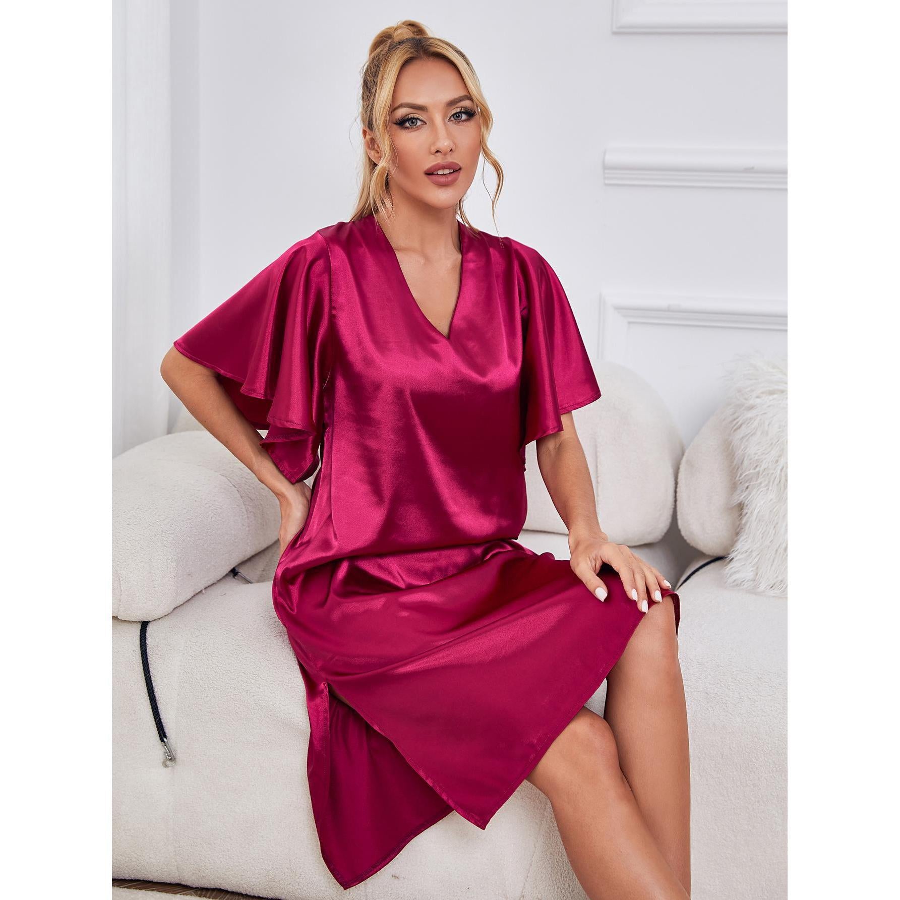 Summer Silk Women's Sleepwear and Nightgown Set