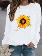 Women's Long Sleeve Round Neck Printed Sweatshirt | Streetwear
