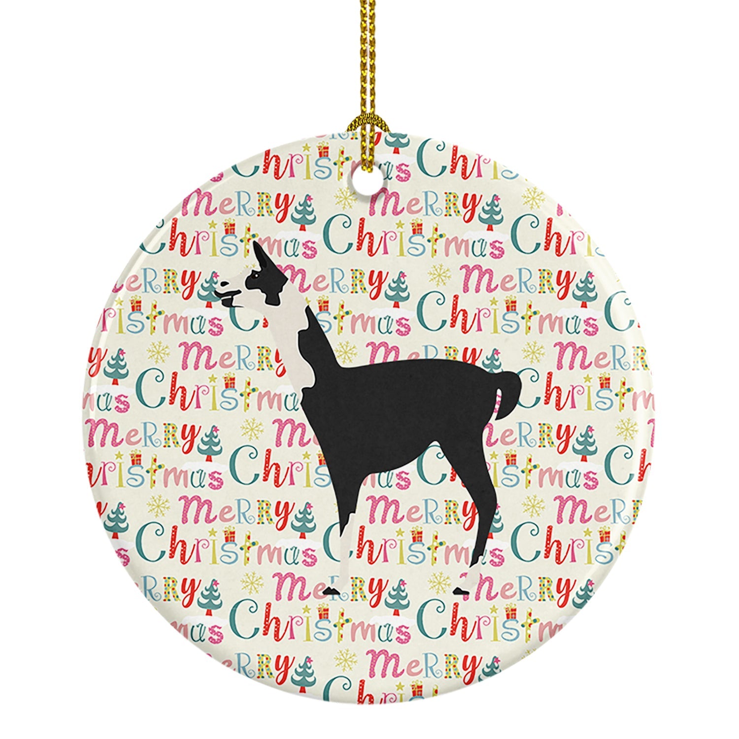 Llama Q' Ara Christmas Ceramic Ornament