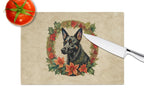 Australian Kelpie Christmas Flowers Glass Cutting Board