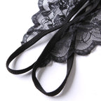 Lace Thong Bodystocking with Open Crotch for Women