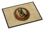Norwegian Elkhound Christmas Flowers Doormat