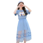 New Women's Midi T-Shirt Dress with Sheer Overlay Set | Streetwear