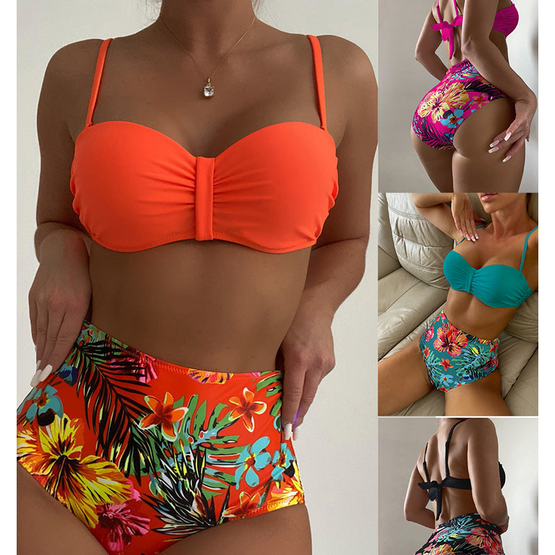 New High-Waisted Printed Bikini Swimsuit for Women