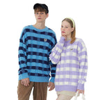 Couple's Color Block Mink Fur Round Neck Sweater