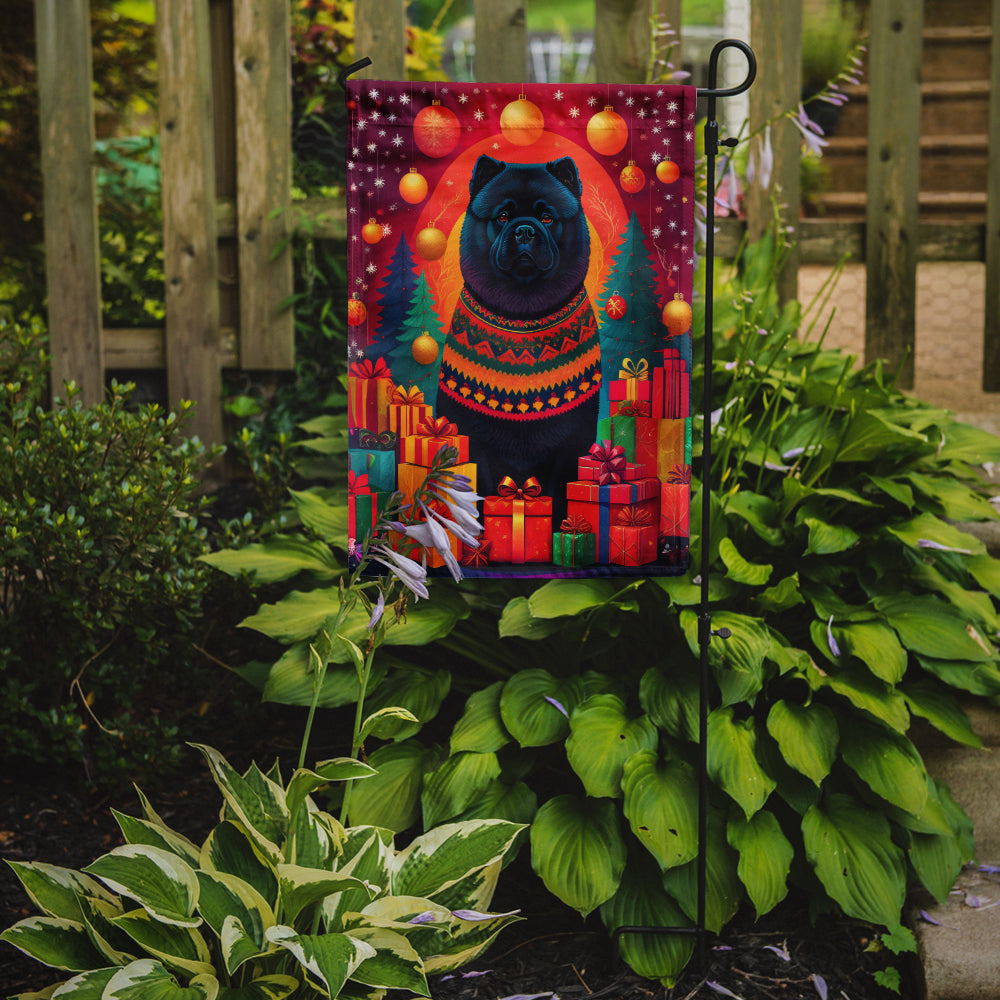 Black Chow Chow Holiday Christmas Garden Flag