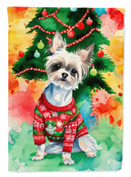 Chinese Crested Christmas House Flag