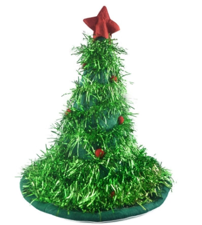 Christmas Green Gold Silk Hat Decoration | Embroidered Cap