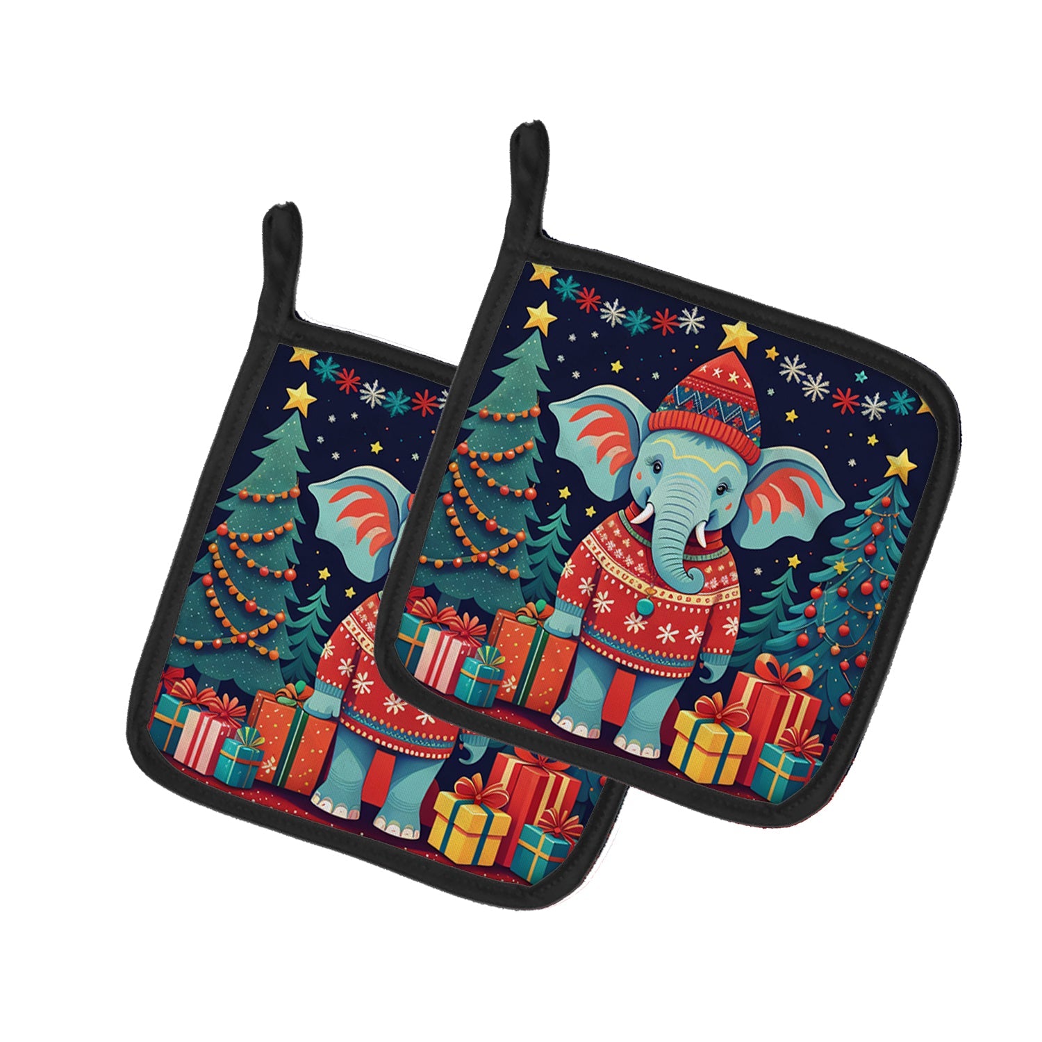 Elephant Christmas Pair of Pot Holders