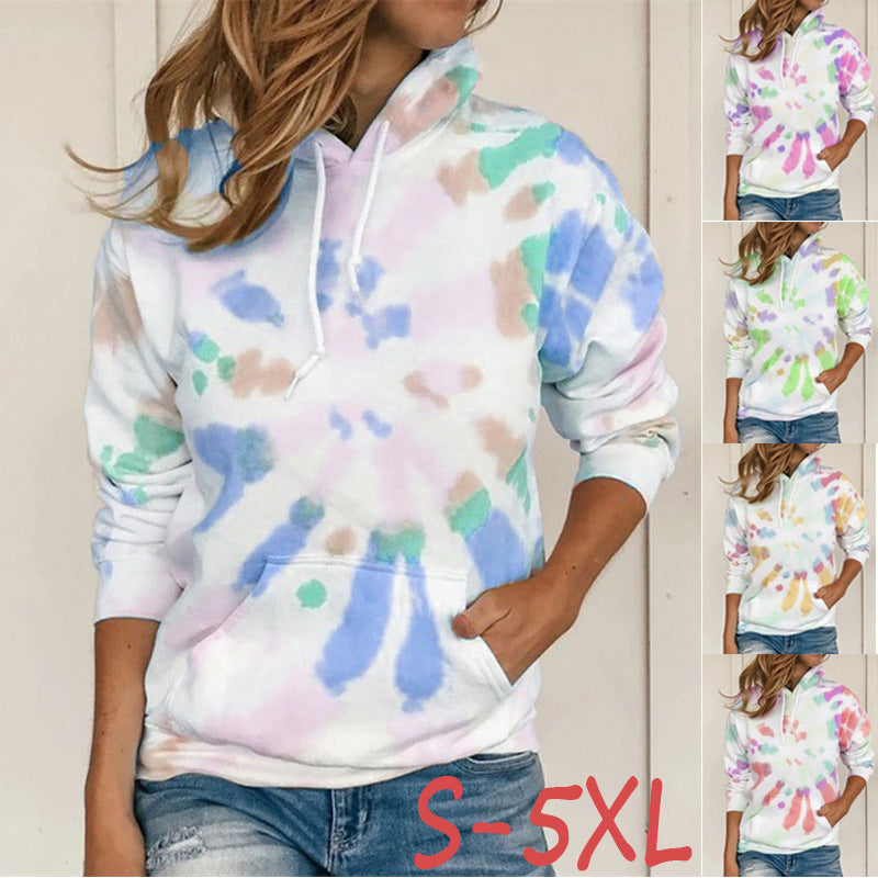 Colorful Tie Dye Print Hooded Long Sleeve Sweatshirt | Streetwear