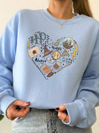 Hipster Round Neck Long Sleeve Digital Print Sweater