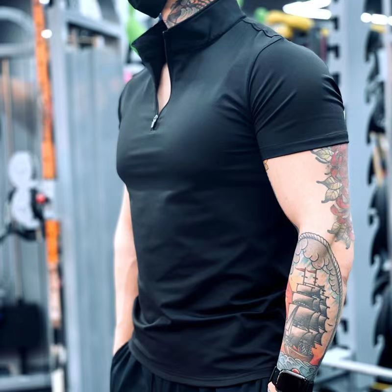 Men's High-Elastic Running Tank Top with Zipper