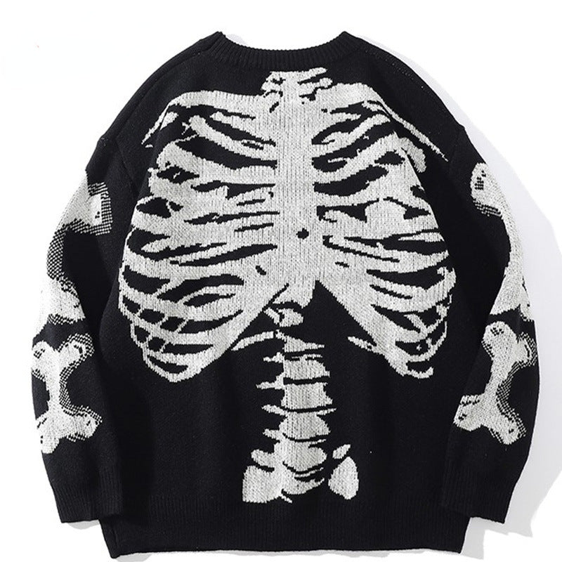 Skull Round Neck Long Sleeve Unisex Fashion Sweater