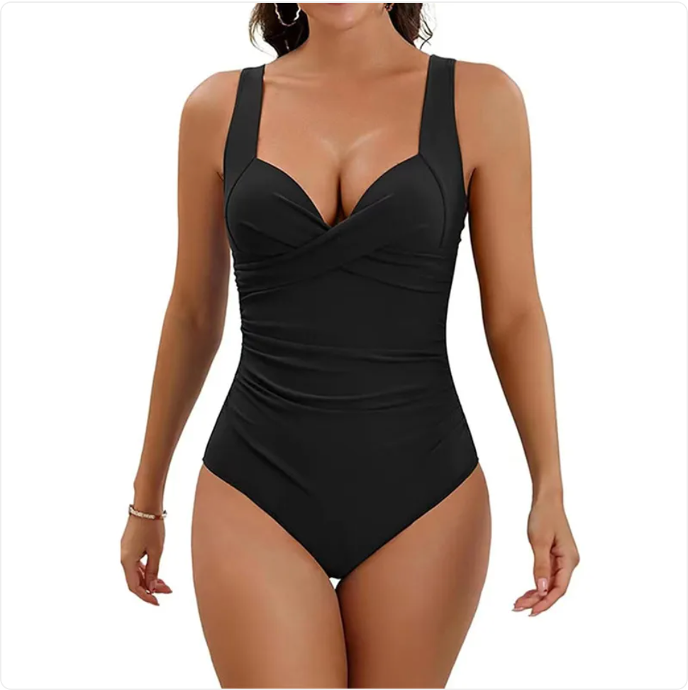 Twist-Front Ruched Push-Up One-Piece Swimsuit