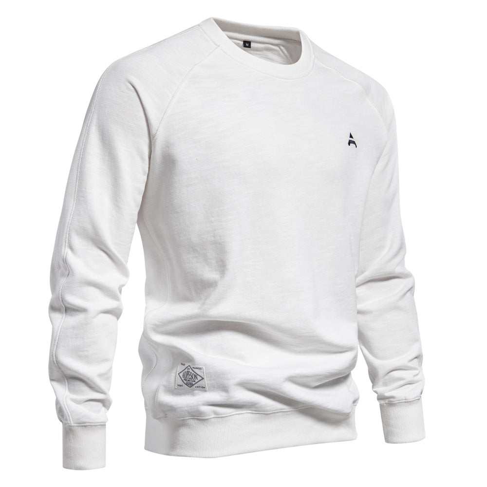 Casual Solid Color Round Neck Sweater for Men