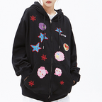 BK Series Unisex Graffiti Printed Cardigan Hoodie | Streetwear