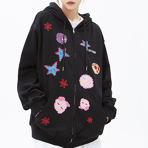 BK Series Unisex Graffiti Printed Cardigan Hoodie | Streetwear