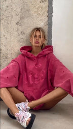 Women's Casual Washed-out Broken Print Hoodie | Streetwear