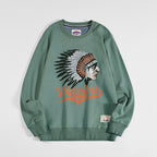 Vintage Print Loose Cotton Terry Crew Neck Sweatshirt | Streetwear