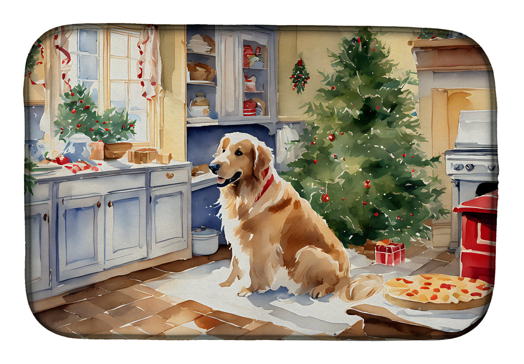 Golden Retriever Christmas Cookies Dish Drying Mat