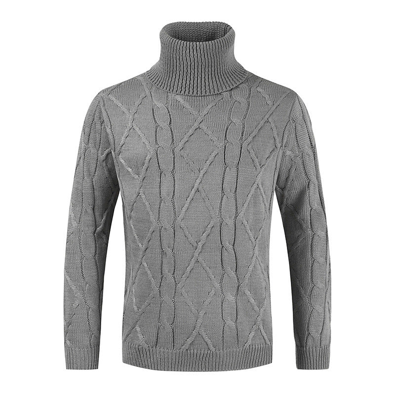 Loose Solid Color Turtleneck Sweater for Men
