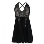 Plus Size Sheer Lace Sleep Dress with Cross Straps