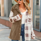 Double-Sided Plush Coat with Lapel and Long Sleeves
