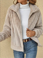 Cozy Chic Fleece Lapel Cropped Jacket