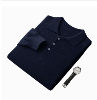 Men's Solid Color Polo Collar Knitted Cardigan