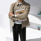 Men's Casual Suede Cropped Lapel Cargo Jacket