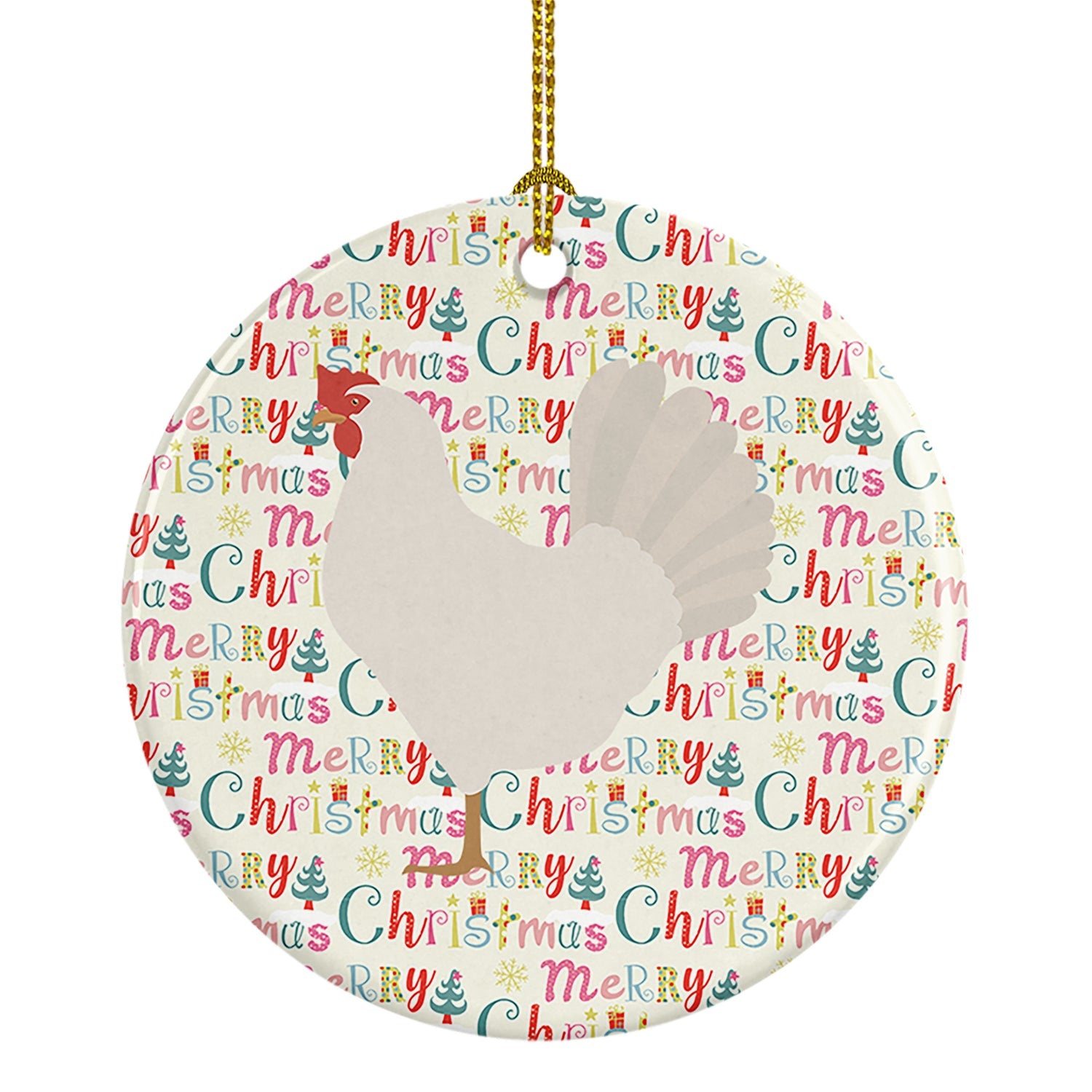 Leghorn Chicken Christmas Ceramic Ornament