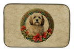 Havanese Christmas Flowers Dish Drying Mat