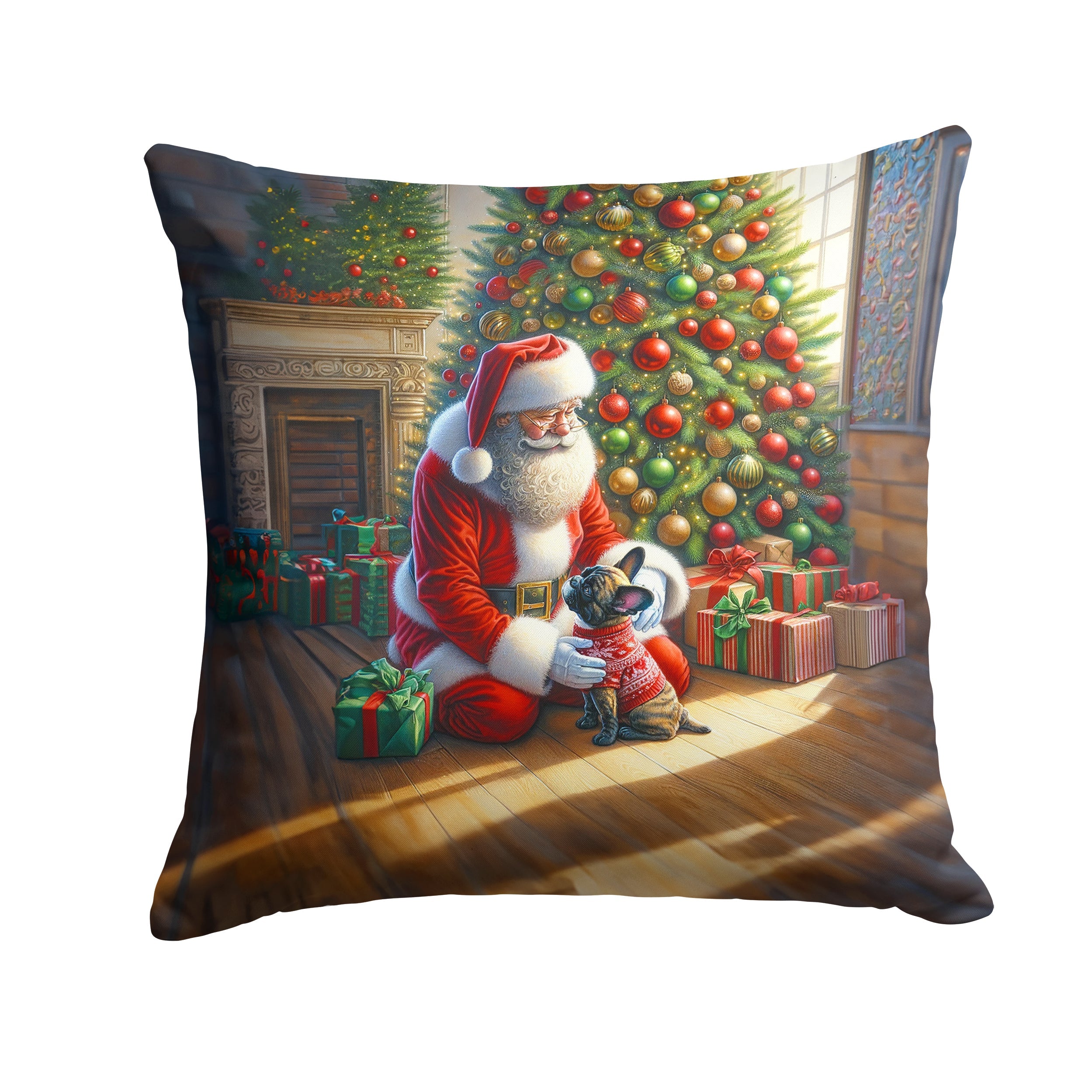 French Bulldog and Santa Claus Throw Pillow